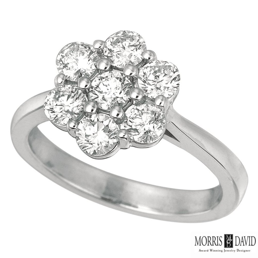 1.00 Carat Natural Diamond Flower Ring